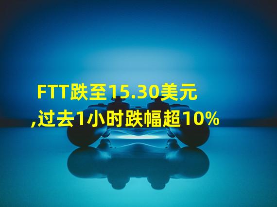 FTT跌至15.30美元,过去1小时跌幅超10%