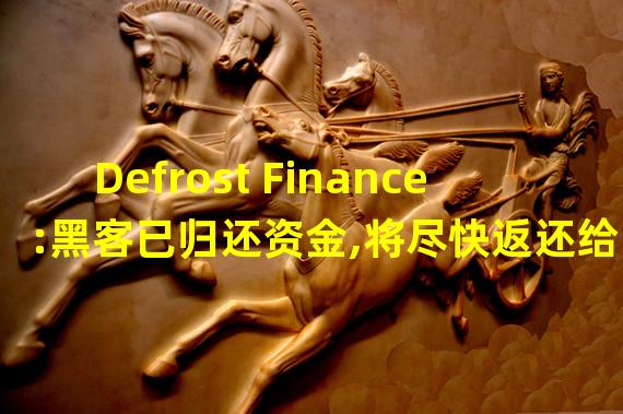 Defrost Finance:黑客已归还资金,将尽快返还给用户