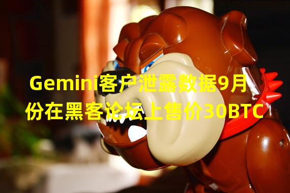 Gemini客户泄露数据9月份在黑客论坛上售价30BTC