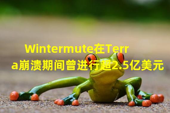 Wintermute在Terra崩溃期间曾进行超2.5亿美元套利交易,获利数千万美元
