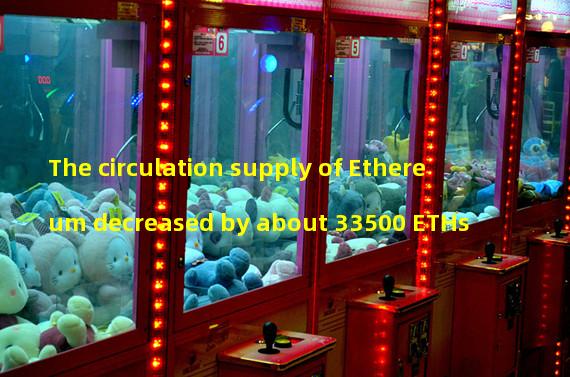 The circulation supply of Ethereum decreased by about 33500 ETHs