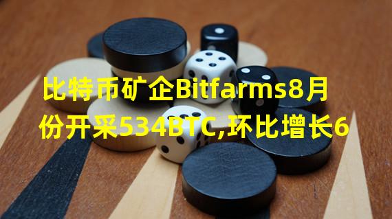比特币矿企Bitfarms8月份开采534BTC,环比增长6.8%