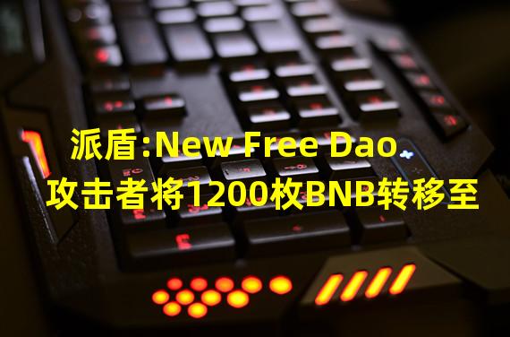 派盾:New Free Dao攻击者将1200枚BNB转移至Tornado Cash