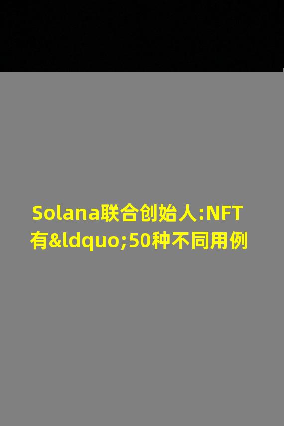 Solana联合创始人:NFT有“50种不同用例”