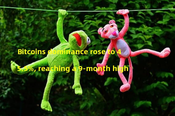 Bitcoins dominance rose to 45.5%, reaching a 9-month high