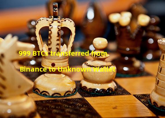 999 BTCs transferred from Binance to Unknown Wallet