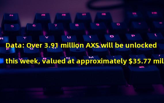 Data: Over 3.91 million AXS will be unlocked this week, valued at approximately $35.77 million